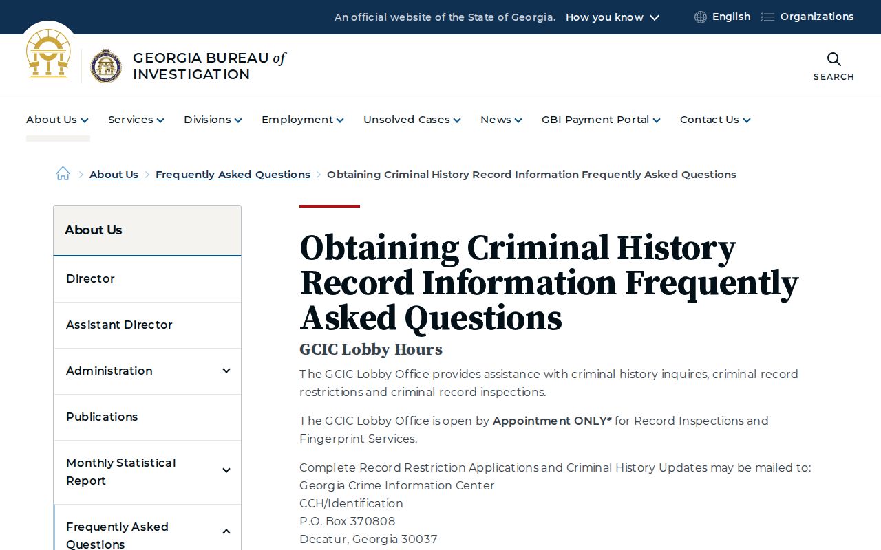 Webster County GCIC record challenge and fingerprint guidance
