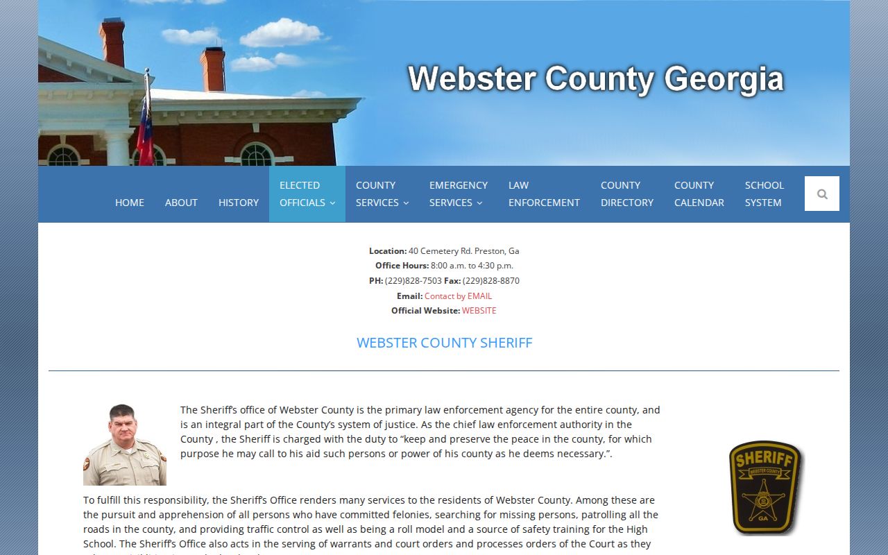Official Webster County Sheriff office and contact page