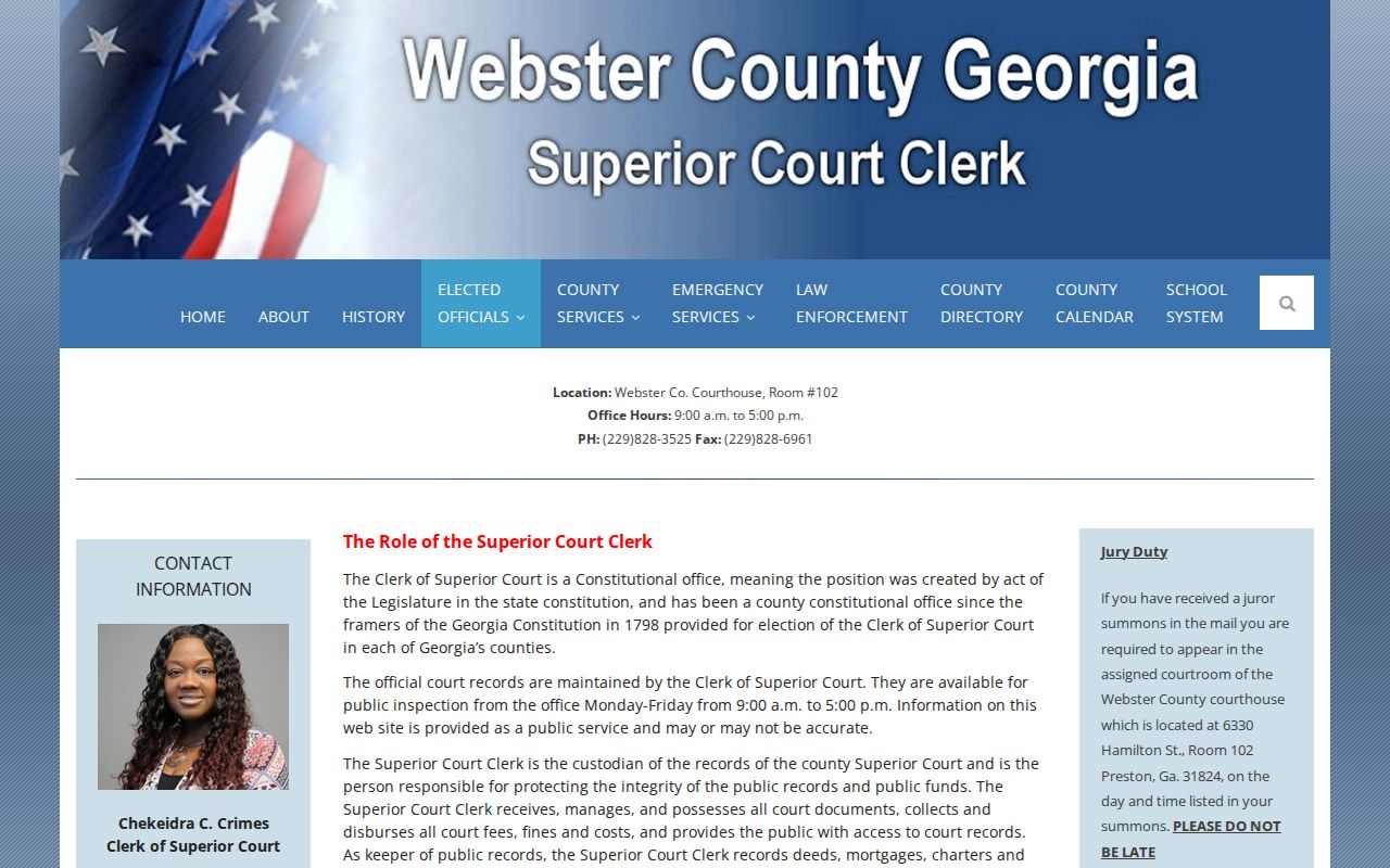 Webster County Superior Court Clerk public records page