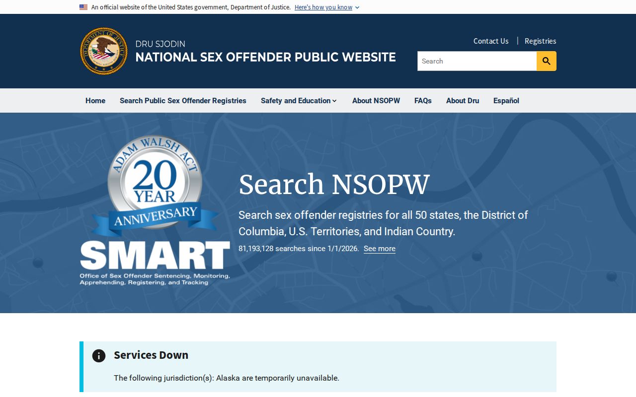 Webster County sex offender search through the national NSOPW entry
